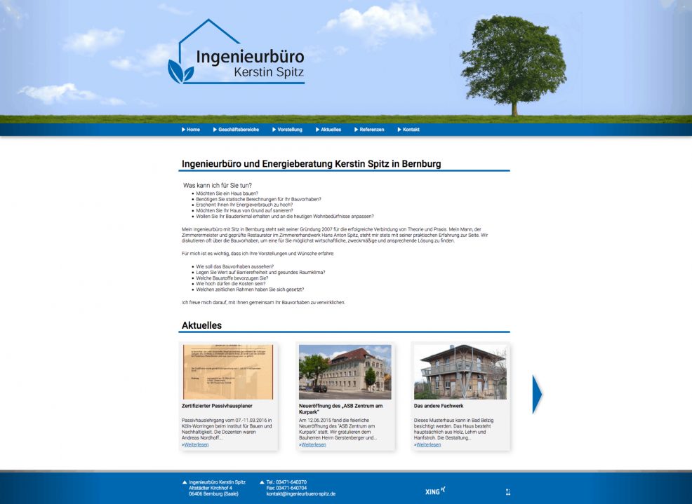 Webdesign und Programmierung für  Ingenieurbüro Kerstin Spitz 