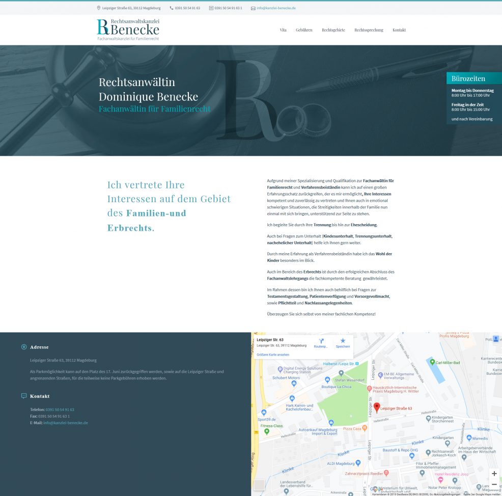 Webdesign und Programmierung für  Rechtsanwaltskanzlei Benecke 