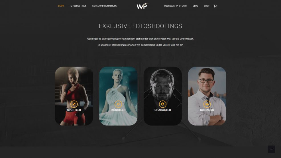 Website und Webshop für  Wolf-Photoart 