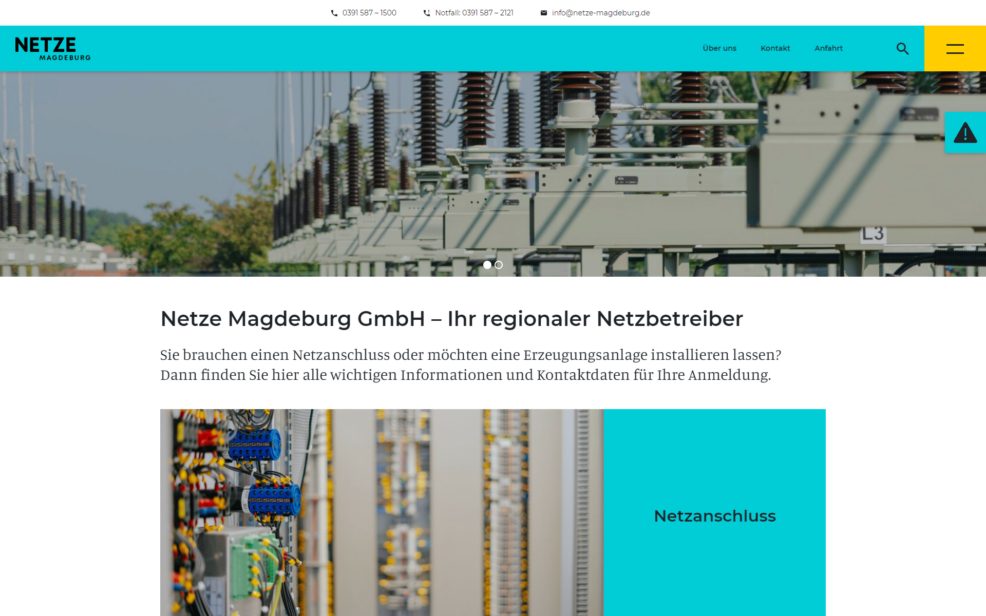 Webdesign und Programmierung für  Netze Magdeburg GmbH 