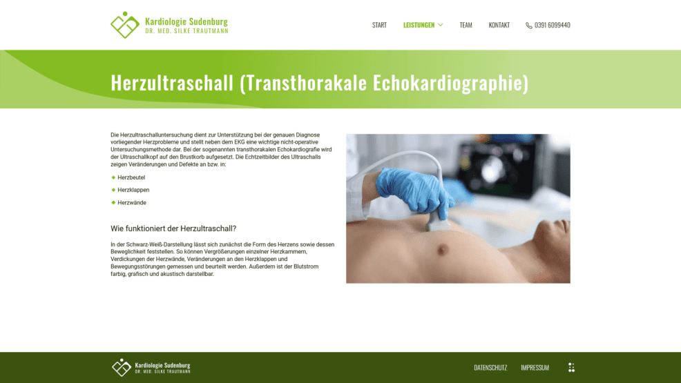 Webdesign und Programmierung für  Kardiologie Sudenburg – Dr. med. Silke Trautmann 