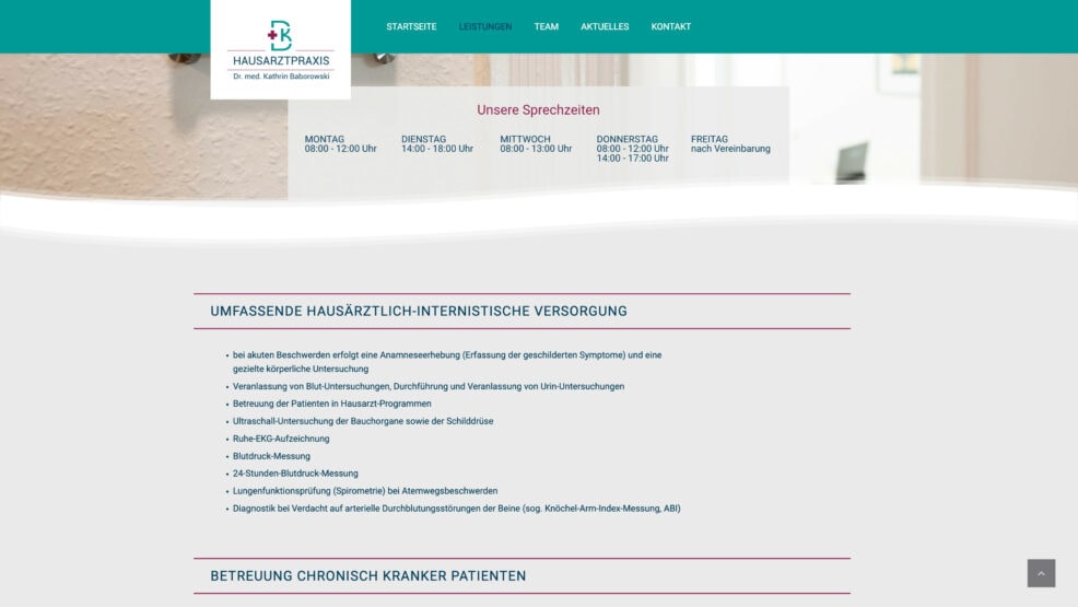 Webdesign und Programmierung für  Hausarztpraxis  Dr. med. Kathrin Baborowski 