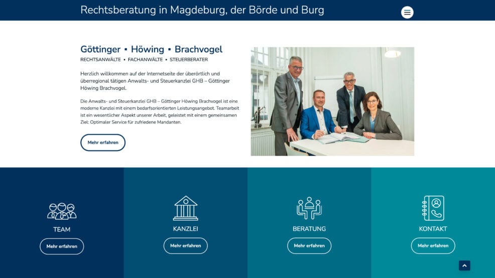 Webdesign und Programmierung für  GHB – Göttinger Höwing Brachvogel Partnerschaftsgesellschaft 