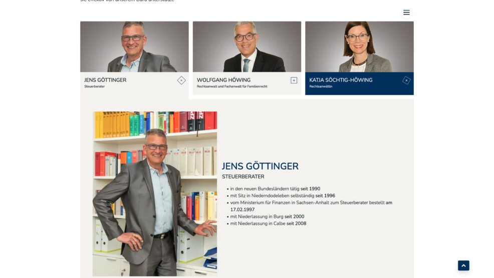 Webdesign und Programmierung für  GHB – Göttinger Höwing Brachvogel Partnerschaftsgesellschaft 