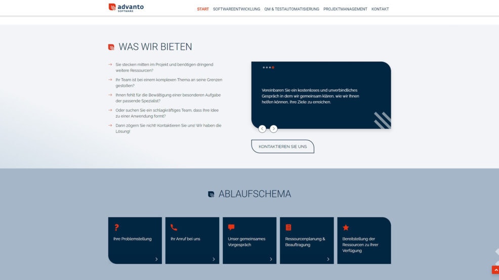 Webdesign und Programmierung für  advanto software 