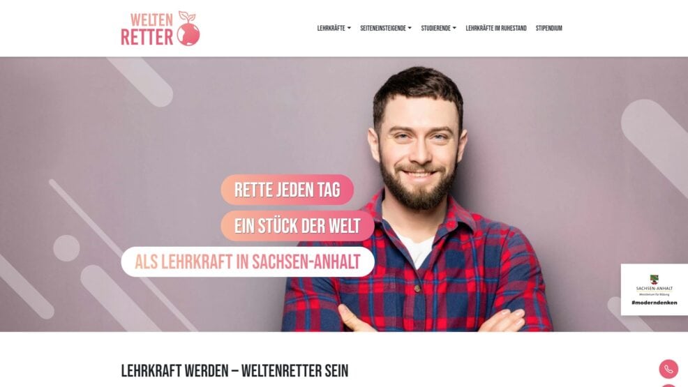 Webdesign und Programmierung Weltenretter-Kampagne für  Ministerium für Bildung des Landes Sachsen-Anhalt 