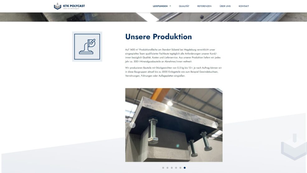 Webdesign und Programmierung für  KTK Polycast GmbH 