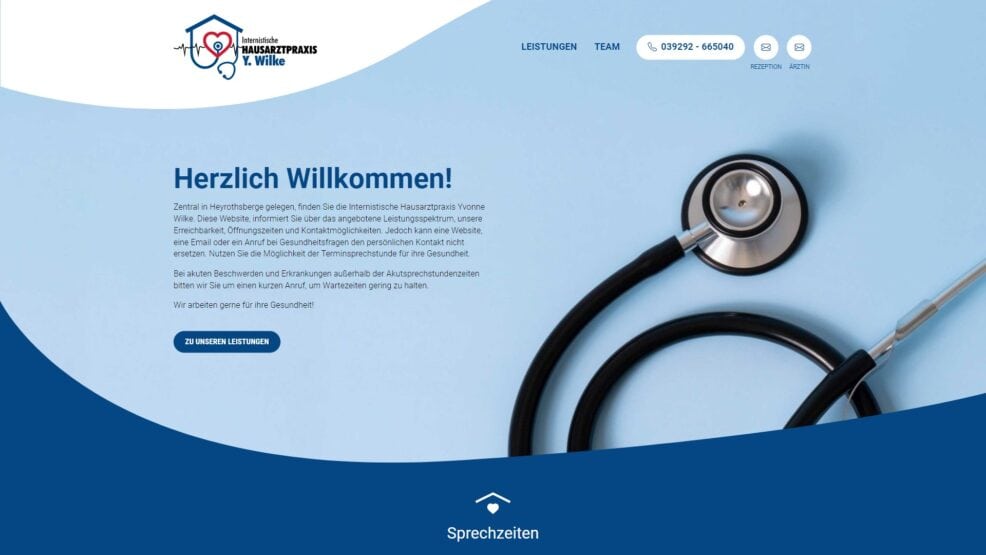 Webdesign und Programmierung für  Internistische Hausarztpraxis Y. Wilke 