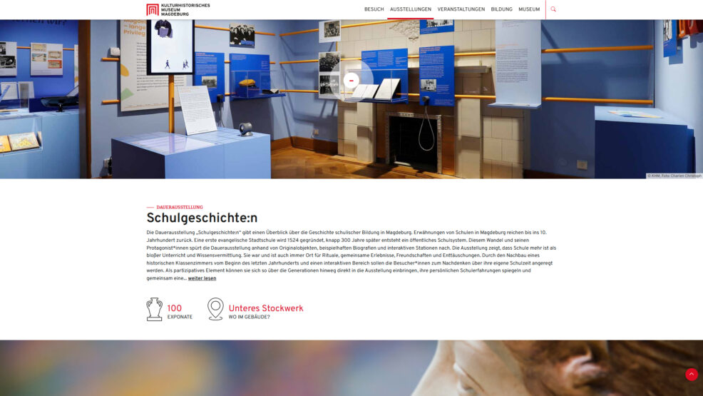 Webdesign und Programmierung KHM für  Museen Magdeburg 