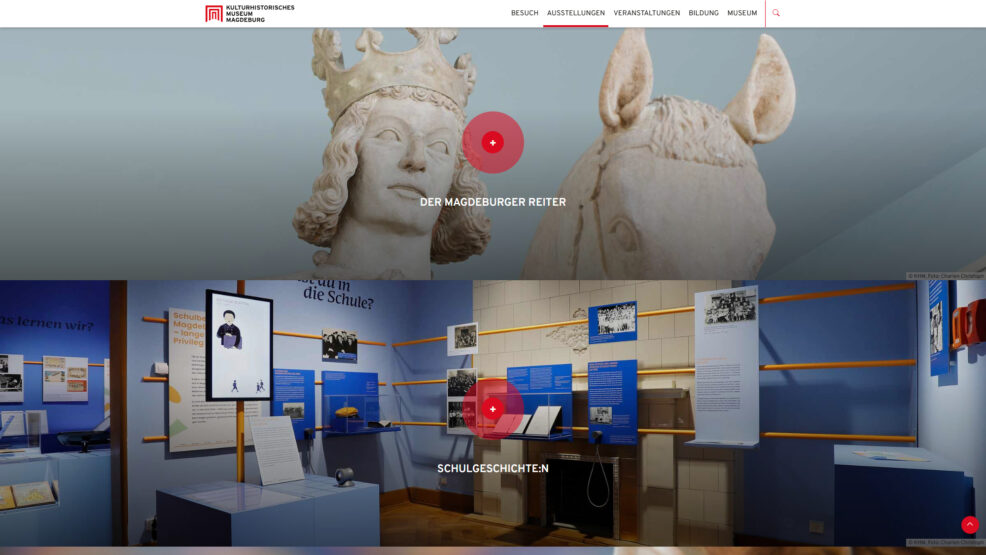 Webdesign und Programmierung KHM für  Museen Magdeburg 