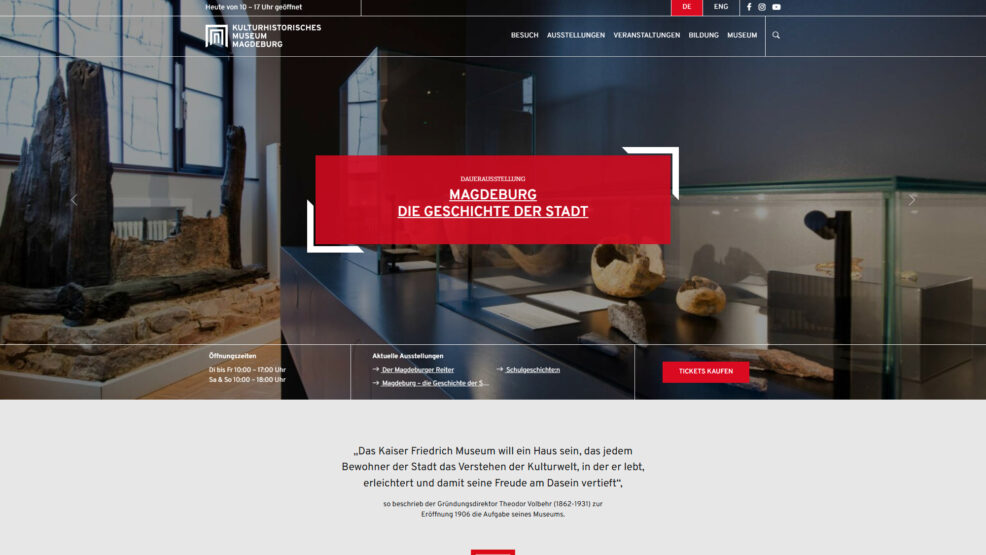 Webdesign und Programmierung KHM für  Museen Magdeburg 