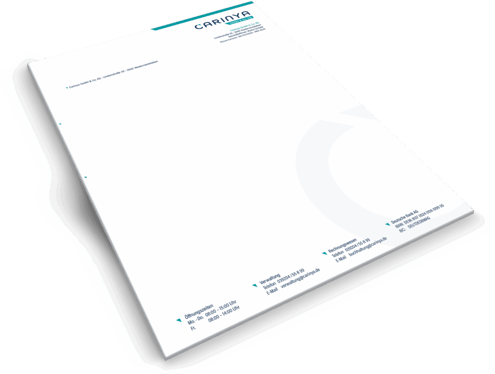 Briefbogen Design für Carinya GmbH