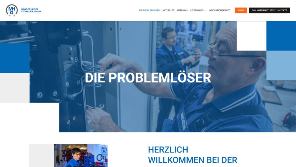 Startseite der Magdeburger Hydraulik GmbH