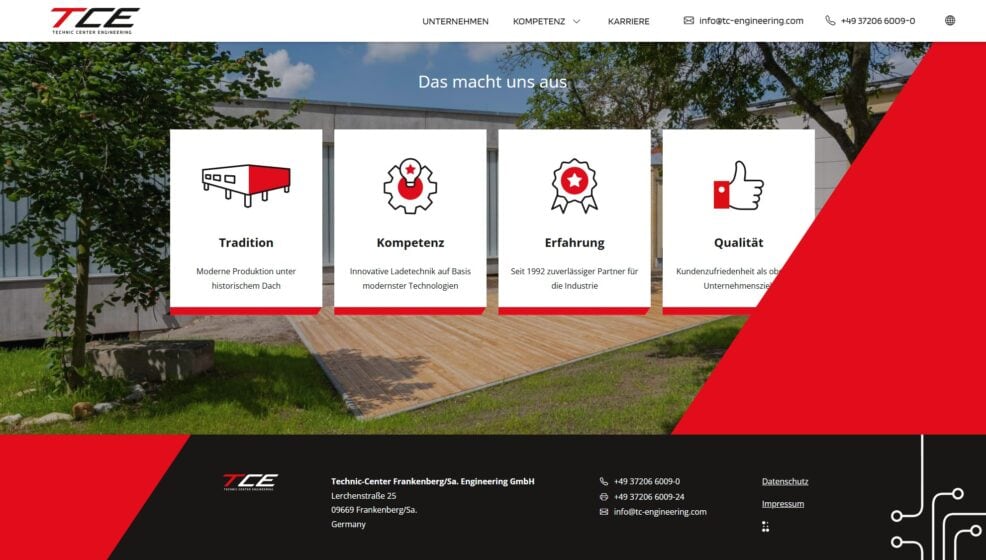 Footer der TCE GmbH