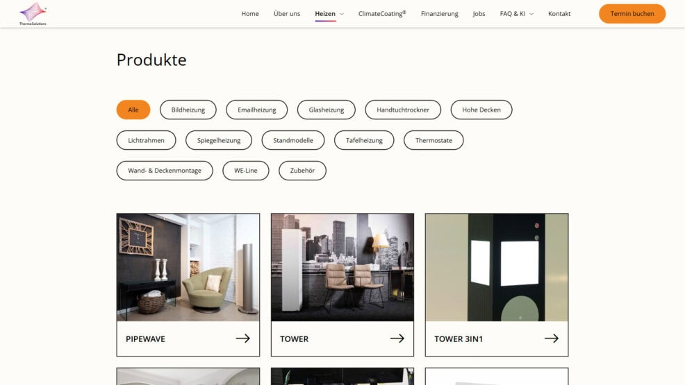 Webdesign und Programmierung für  ThermoSolutions 