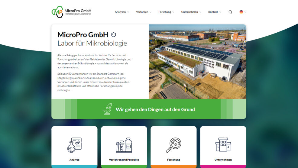 Das Webdesign der Startseite von MicroPro, die von unserer Werbeagentur aus Magdebrug designt und umgesetzt wurde